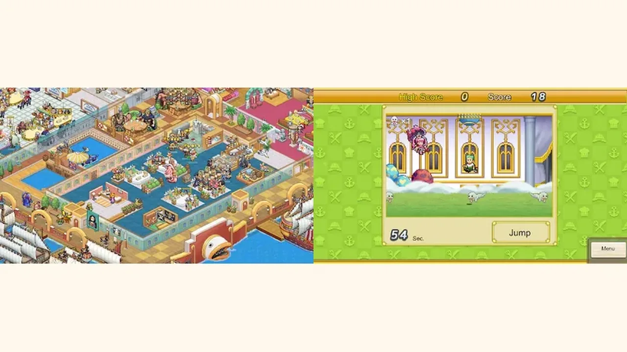 Grand Gourmet restaurant interior with tables, guests and staff in pixel art
