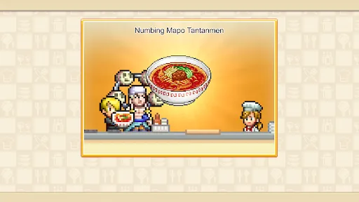 Grand Gourmet dish reveal showing Numbing Mapo Tantamen served by Sanji and a crew member