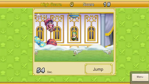 Grand Gourmet minigame with a score counter, timer and Jump button